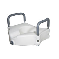 Drive Medical - Rehausseur de siège de toilettes avec accoudoirs rembourrés amovibles-Blanc, plastique