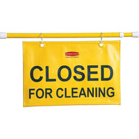 Rubbermaid® - Affiche de sécurité « Closed for Cleaning » (anglais)-Action de torsion pour serrer le poteau  