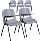 Flash Furniture - Chaise coquille ergonomique grise avec accoudoir-tablette rabattable pour droitiers-Bureau de taille compacte