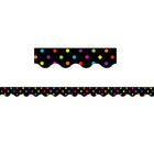 Teacher Created Ressources - Bordure ondulée pour babillard, maternelle à 5e secondaire, pois multicolores, 108/paquet (TCR4648)-Couleur : noire, multicolore