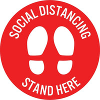 Autocollant de plancher Mark Maker, cercle de 12 po de diamètre - Distanciation sociale, debout ici-Autocollant de plancher