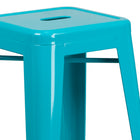 Tabouret de bar sans dossier de 30 po, intérieur/extérieur, bleu sarcelle brillant (ET-BT3503-30-CB-GG)-Capacité de poids de 500 lb