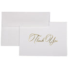 JAM Paper - Ensemble de cartes de remerciement à inscription Thank You élégante, intérieur vierge 25/paquet (526CA3442WB)-Cartes de remerciement avec inscription Thank You simple or et couleur ivoire