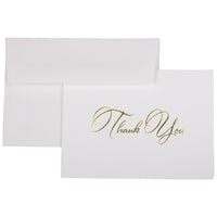 JAM Paper - Ensemble de cartes de remerciement à inscription Thank You élégante, intérieur vierge 25/paquet (526CA3442WB)-Cartes de remerciement avec inscription Thank You simple or et couleur ivoire