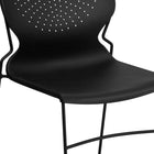 Flash Furniture – Chaise empilable Hercules à tubulure noire style traîneau, siège et dossier plein noirs-Dossier courbé soutient le bas du dos