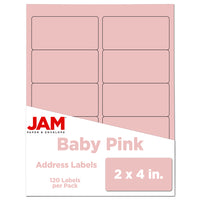 JAM Paper - Étiquette d'adresse laser/jet d'encre - 2 po x 4 po - Pastel rose bébé - Paquet de 120-Emballage anglais seulement