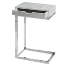 Monarch Specialties - 3373 Table D'Appoint - Metal Chrome/Gris Cimente Avec Tiroir-Surface en panneau de particules gris ciment avec cadre en métal chromé