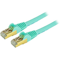 StarTech Câble de raccordement Ethernet Cat6a blindé, 3 pi, turquoise (C6ASPAT3AQ)-Protège vos données contre le bruit, les interférences radio et les perturbations électromagnétiques