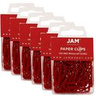 JAM Paper – Trombones standard, rouge, 6 paquets de 100, total de 600 (2185200g)-Rouge