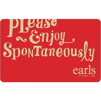 Earls Restaurant â€“ Carte-cadeau de 25 $-La carte n'a aucune valeur jusqu'à son activation. La valeur du montant indiqué sur la carte est en dollars canadiens. Émise par Earls. Utilisez cette carte à tout emplacement Earls au Canada ou aux Étas-Unis. Le montant de la carte sera appliqué envers l'achat du détenteur. Le solde peut être échangé contre nourriture, boissons et pourboires à tout restaurant Earls et ne peut être échangé pour de l'argent comptant sauf où la loi l'exige, ni servir comme paiement su