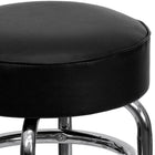 Flash Furniture - Tabouret de bar chromé à double anneau avec siège noir-Siège rembourré en vinyle noir