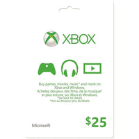 XBOX â€“ Carte-cadeau de 25 $-Les récompenses Air Miles ne s'appliquent pas sur l'achat de cartes-cadeaux.