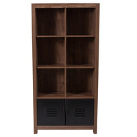 Bibliothèque de la collection New Lancaster à 6 cubes de rangement de 59,5 po haut. avec finition grain de bois de chêne-Style contemporain