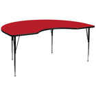 Flash Furniture – Table d’activités haricot, 48 x 96 po, surface stratifiée haute pression de 1,25 po, pattes réglables, rouge-Stratifié, rouge