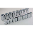 19douilles 3/8 à 11/2po à 6pans, prise 1/2po-1