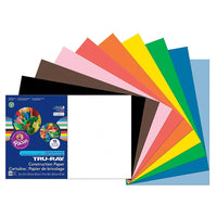 Papier de construction Pacon Tru-Ray, 12" x 18", couleurs assorties, 250 feuilles-Papier au sulfite épais de 76 lb, 100 % teint en cuve avec des fibres plus longues et plus résistantes.