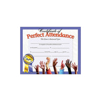Certificat de présence parfaite Hayes Purple Border, 8 1/2" x 11", 90 Pack-Peut être écrit à la main ou imprimé à l'aide de notre modèle téléchargeable en ligne