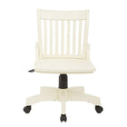 OSPHF Chaise de banquier de luxe sans accoudoirs, blanc antique-Base d'acier recouverte de bois, avec roulettes doubles pour tapis