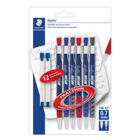 Staedtler - Riptide Porte-mines + Gommes - 0,7 mm - Bleu - Paquet de 6+2-Prise en caoutchouc antidérapante
