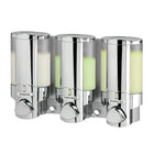 Aviva – Distributeur à savon avec 3 réservoirs, chrome-Dites adieu aux bouteilles de gel douche et de shampooing en désordre grâce à ce distributeur pratique