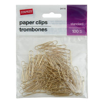 Staples - Trombones standards, or, paquet de 100-De couleur or brillant