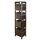 Winsome – Étagère de rangement Granville 5 pièces avec 4 paniers pliables, fini espresso-L’étagère de rangement Granville avec paniers pliables est parfaite pour ranger et organiser vos articles préférés