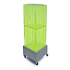Azar Displays – Présentoir de sol à panneaux perforés emboîtables sur 4 côtés et à roulettes, 40 x 14 x 14 po, vert (701415-GRE)-Surmontoir pour affiche inclus