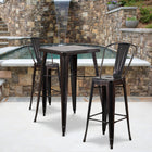 Flash Furniture – Ensemble table bistro et 2 tabourets sans dossier, int/ext, métal noir/or patiné (CH31330B230GBBQ)-L'ensemble comprend une table et 2 tabourets