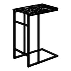 Monarch Specialties - 2174 Table D'Appoint - 24 po H/Marbre Noir/Metal Noir-Dimensions du produit : 18 pouces L x 12 pouces L x 24 pouces H