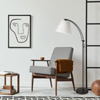 Dainolite - Lampe sur pied réglable à incandescence moderne Felix, 1 lumière, noir mat avec abat-jour blanc-Métal