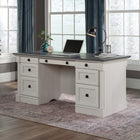 Sauder 65"W La Collection Palladia Bureau Ministre - Finition Glacier Oak-Deux tiroirs à crayons et deux tiroirs de rangement sont dotés de glissières métalliques avec butées de sécurité