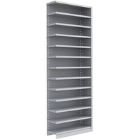 Metalware – Étagère enclenchable RK418, 13 tablettes, 36 x 12 x 100 po, gris pâle-Système de tablettes ajustables offrant un espace de rangement solide, mais économique qui convient à vos besoins