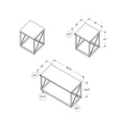 Monarch Specialties - 7950P Ens De Tables - 3Pcs/Taupe Fonce/Metal Noir-Plateau de table lisse et épais, fini en faux bois