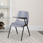 Flash Furniture – Chaise coquille ergonomique avec tablette rabattable à gauche, gris (RUTEO1GYLTAB)-Accoudoir-tablette en plastique pour gaucher avec rainure pour crayon