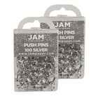 JAM Paper – Punaises, argent brillant, 2 paquets de 100, total de 200 (222419054a)-Plastique argenté avec pointe métallique