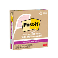 Post-it - Feuillets super collants - 4 po x 4 po - Collection Wanderlust Pastels - 70 feuilles/bloc, 210 feuilles - Paquet de 3-Utiliser pour les rappels sur les portes, les fenêtres et les murs