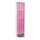 Azar Displays – Présentoir sol panneau perforé, 2 côtés, 16 larg. x 60 prof. po, filières C, base rotative, rose (700256-PNK)-Comprend une bande d’affichage en acrylique et des filières en C d’une largeur de 5 po faisant toute la longueur de chaque côté et est supporté par une base rotative de 16 po en métal