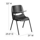 Flash Furniture – Chaise coquille ergonomique avec tablette rabattable à droite, noir (RUTEO1BKRTAB)-Conception ergonomique