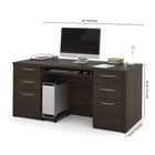 Bestar – Bureau de direction Embassy, 66 po, chocolat foncé (60850-79)-Dimensions assemblées : 66'L x 29,8'P x 30,4'H