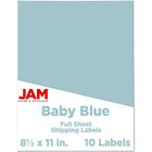 JAM Paper - Étiquettes d'expédition papier autocollant pleine page - 8 1/2 po x 11 po - Bleu bébé - Paquet de 10-Emballage anglais seulement