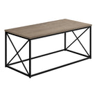 Monarch Specialties - 3786 Table De Salon - 40 po L/Taupe Fonce/Metal Noir-Table basse contemporaine avec dessus au fini faux bois taupe fonce