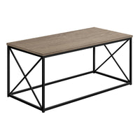 Monarch Specialties - 3786 Table De Salon - 40 po L/Taupe Fonce/Metal Noir-Table basse contemporaine avec dessus au fini faux bois taupe fonce