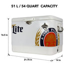 Miller Lite - Glaciere avec ouvre-bouteille, 51 L (54 q), 85 canettes-Loquet en acier massif