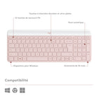 Logitech - MK470 Ensemble clavier et souris sans fil ultra-fin - Rose-Cet ensemble clavier et souris sans fil est également doté d'une souris ambidextre confortable avec 3 boutons, suivi optique de haute précision et molette de défilement mécanique