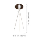 Eglo - Stellato 3 lampe de plancher avec interrupteur à pied - 65" - nickel mat-Dimensions: 30.125 po x 30.125 po x 65.375 po
