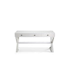 Plata Import - Bureau Bureau Bureau Fait De Frêne StainBureau Placage De Noyer, Blanc-3 tiroirs