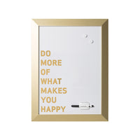 MasterVision Tableau de citation magnetique effaçable à sec - citation "DO MORE" - 18 po l x 24 po L -cadre metallique dore-La surface effaçable à sec en acier magnetique convient à une utilisation frequente