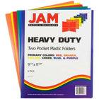 JAM Paper - Chemises scolaires à 2 poches, plastique très robuste, couleurs variées, paq.6 (383HRGBYOP)-Deux pochettes