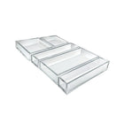 Azar Displays – Plateau 5 pièces de luxe, plateaux carrés, plateaux étroits et grand plateau (556226)-Dimensions intérieures du plateau étroit : 11,19 larg. x 2,31 prof. x 1,63 haut. (po)