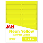 JAM Paper - Étiquettes d'adresse d'expédition rectangulaires - 1 1/3 po x 4 po - jaune fluo - Paquet de 126-Emballage anglais seulement